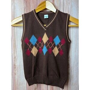 GLORIMONT Boy’s Argyle V Neck Vest Size 7 (Bx 10)